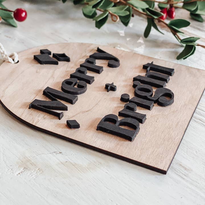 Magnolia Makers - Wholesale Ornament - Merry + Bright 3D Christmas Ornament2