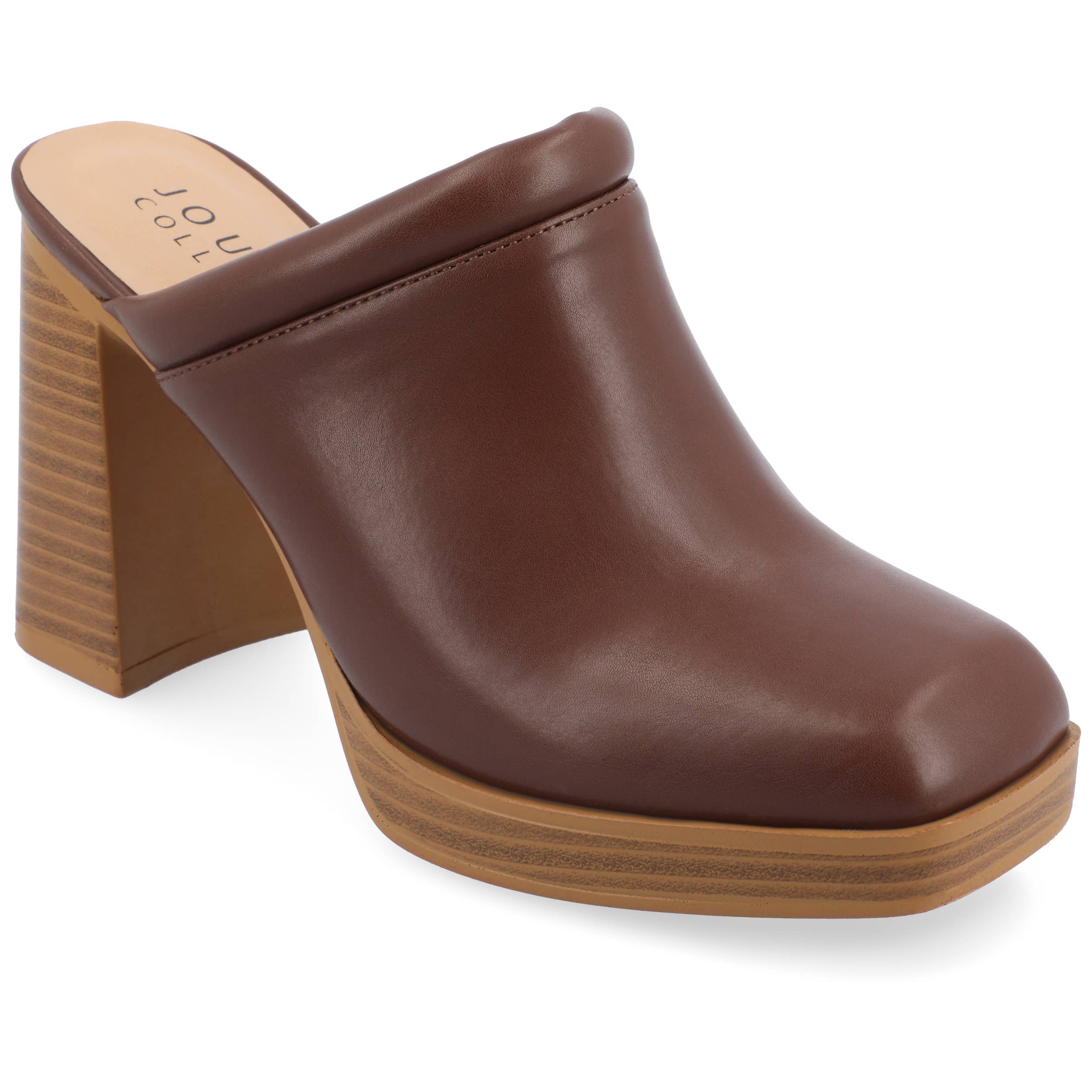 Journee - Wholesale Platform Heels - Women's - Izara Block Heeled Mules In Faux Leather2