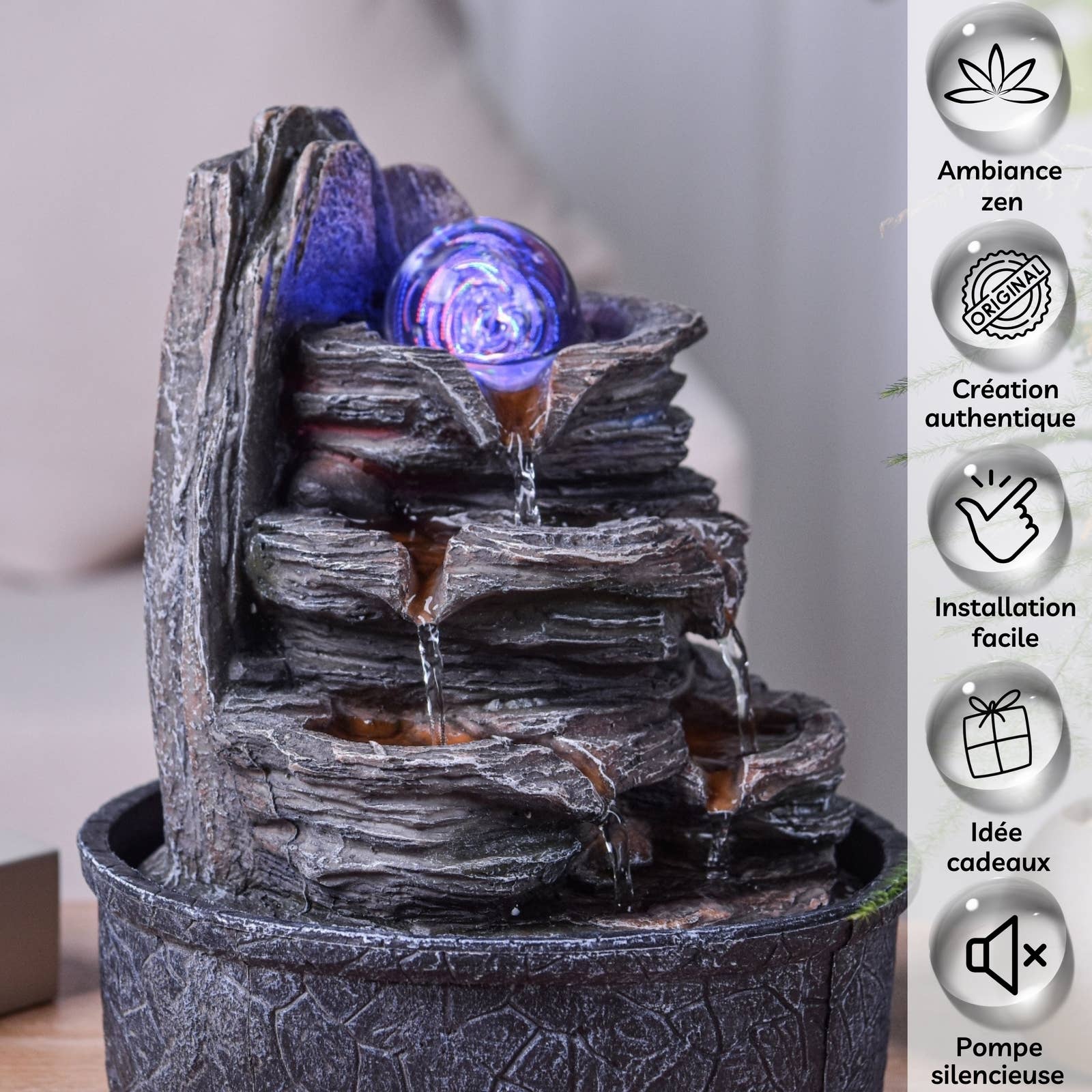 Zen'Arôme – wholesale Mantle scarf – Luberon Indoor Fountain - Zen Cascade Style Rock Effect2