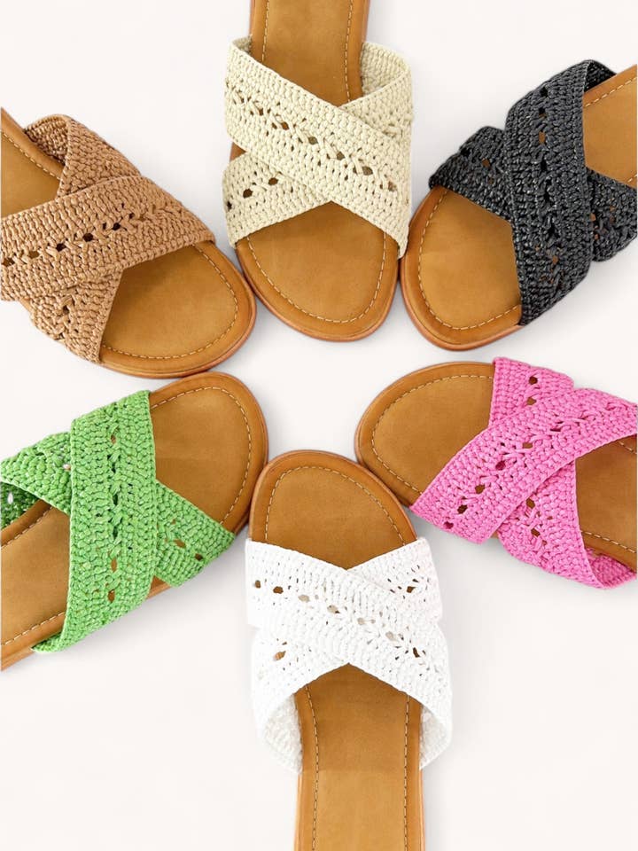 CCOCCI - Wholesale Sandals - Women's - VIABLE-7 CROCHET KNITTED CROSS STRAP SANDALS1