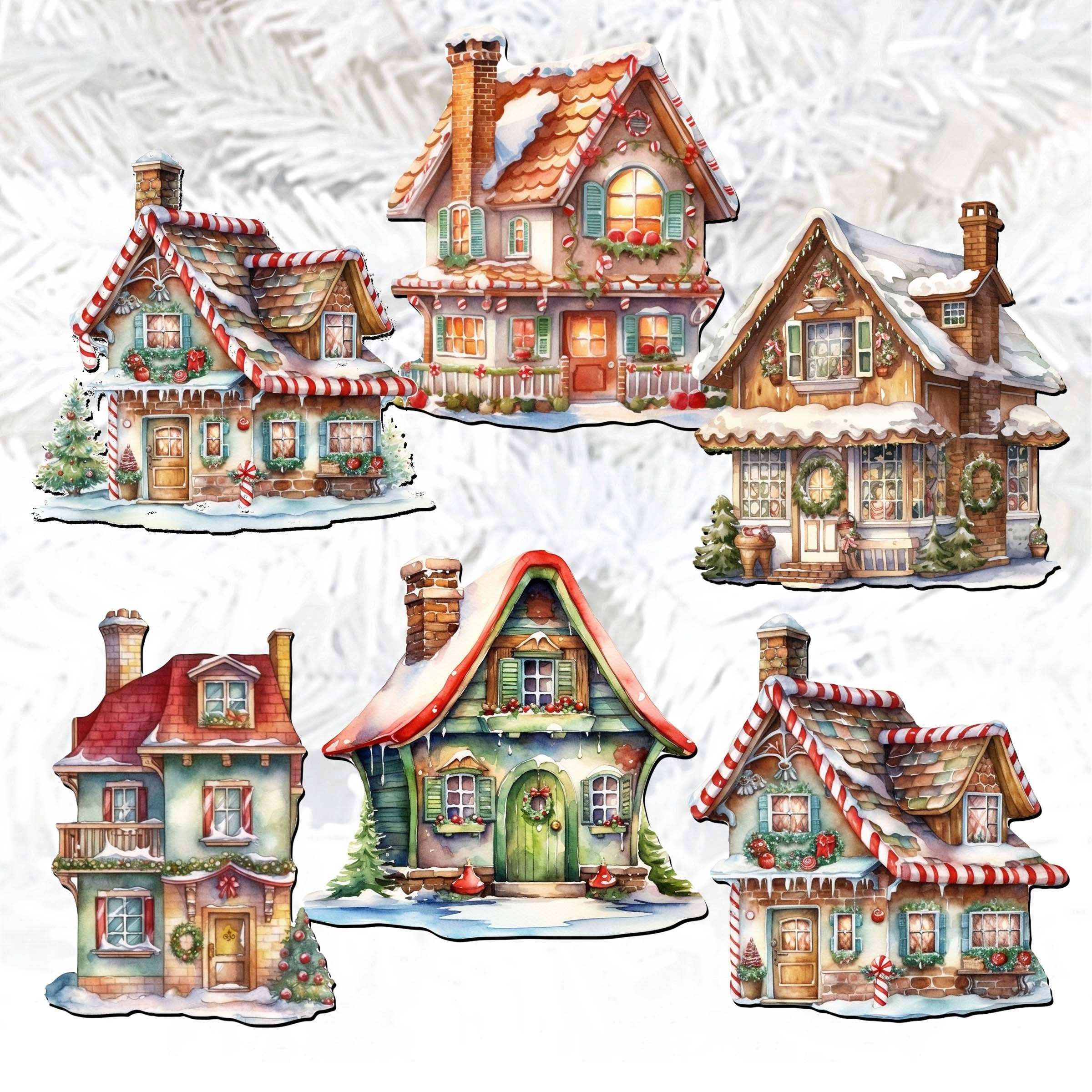 Designocracy - Wholesale Ornament Set - Dream Houses Clip-On Eco Wood Decorative Ornaments Set 61