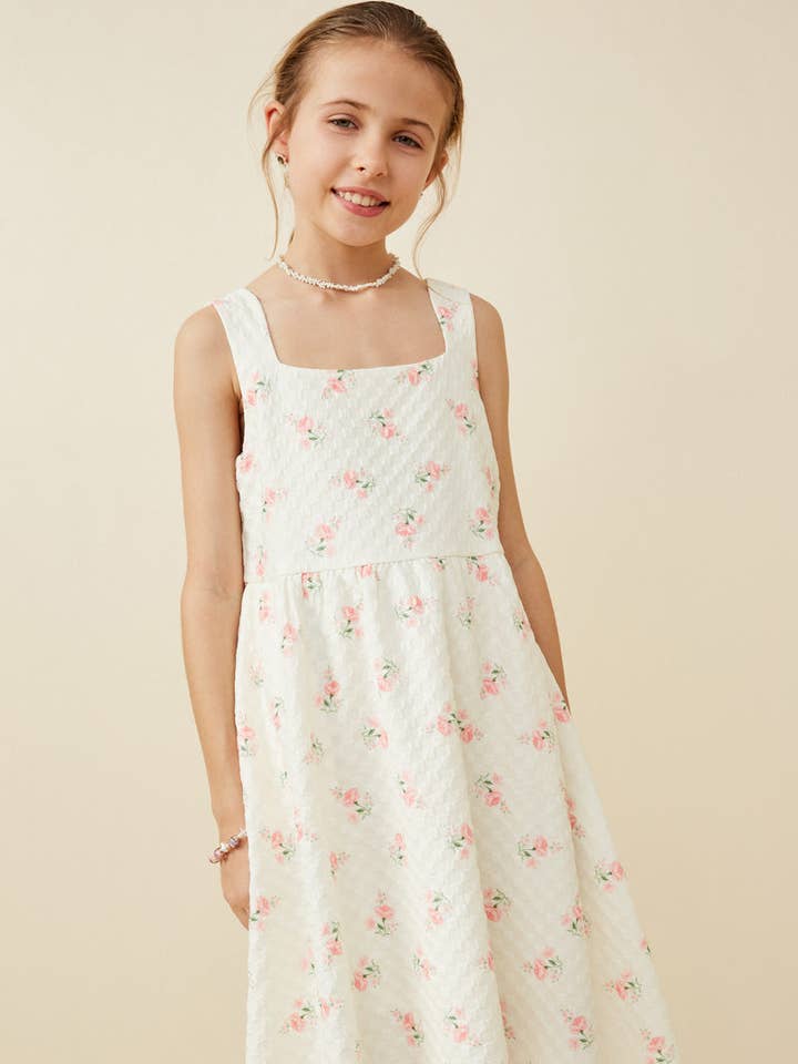 Débardeur à col carré à fleurs texturées pour filles pour la vente par Hayden LA