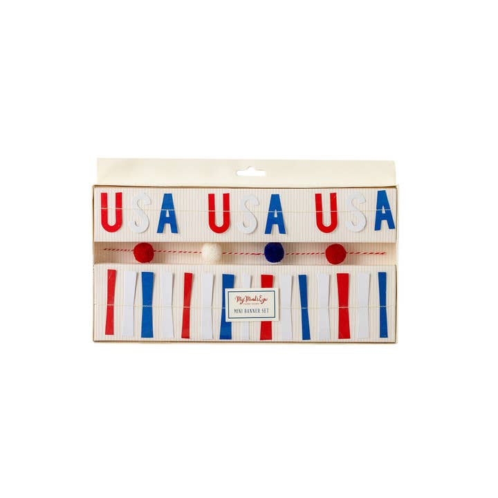 My Mind’s Eye - Wholesale Party Sign/Banner - SSP802 - Stars and Stripes Ticker Tape Mini Banner Set