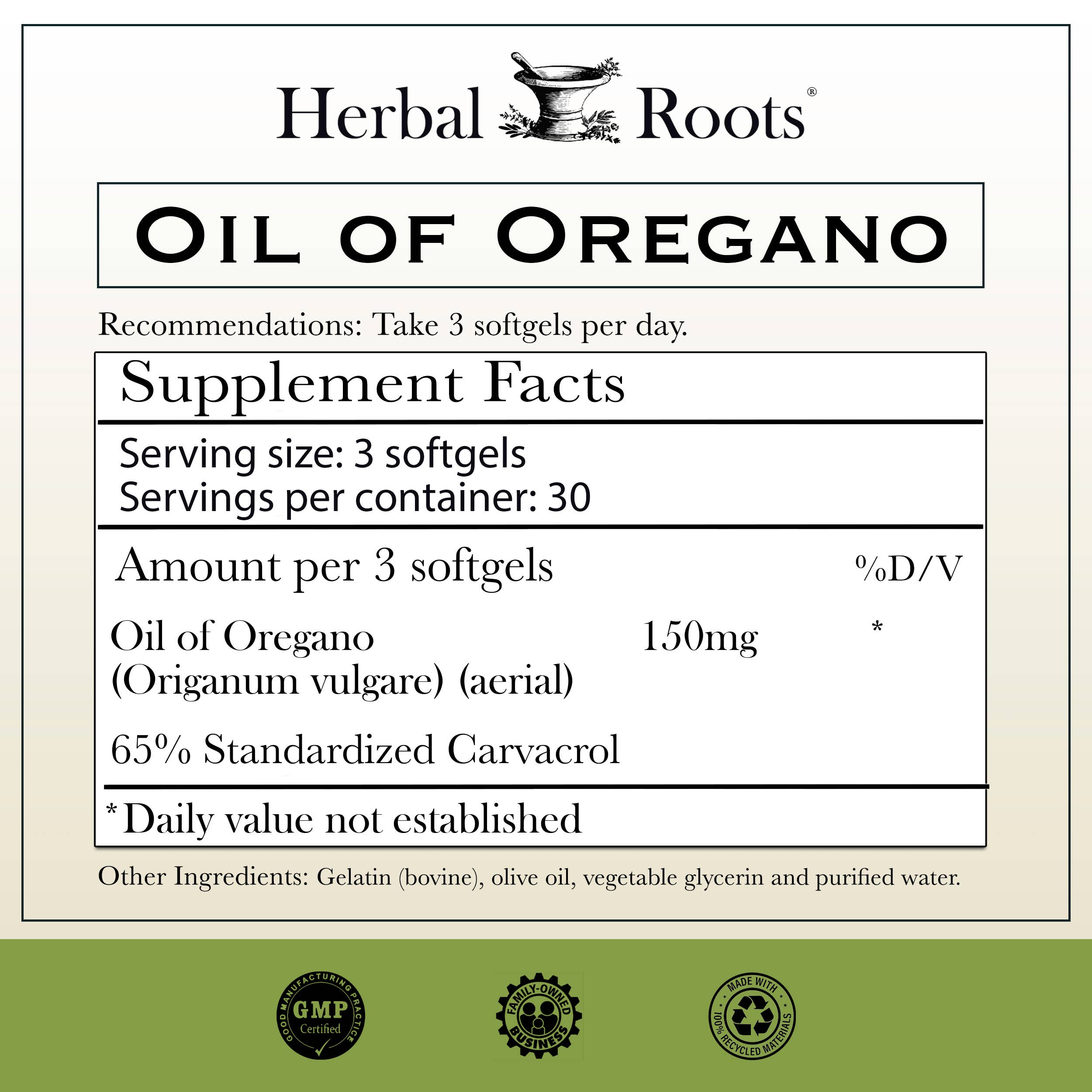 Herbal Roots - Wholesale Oral Supplement/Vitamin - Herbal Roots Oil of Oregano Capsules1