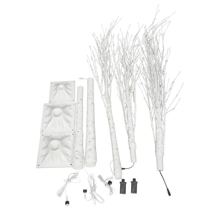 Lighted Birch Tree Set 4Feet-6 Feet With Warm White LEDs for wholesale on Faire22