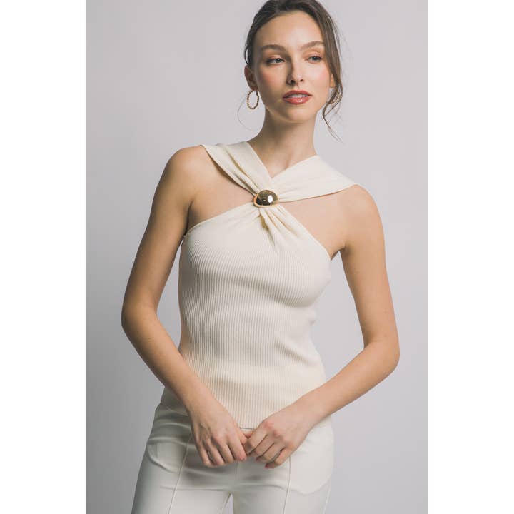 Top all'americana con dettaglio ad anello dorato per la vendita all'ingrosso da parte di HiteJeans