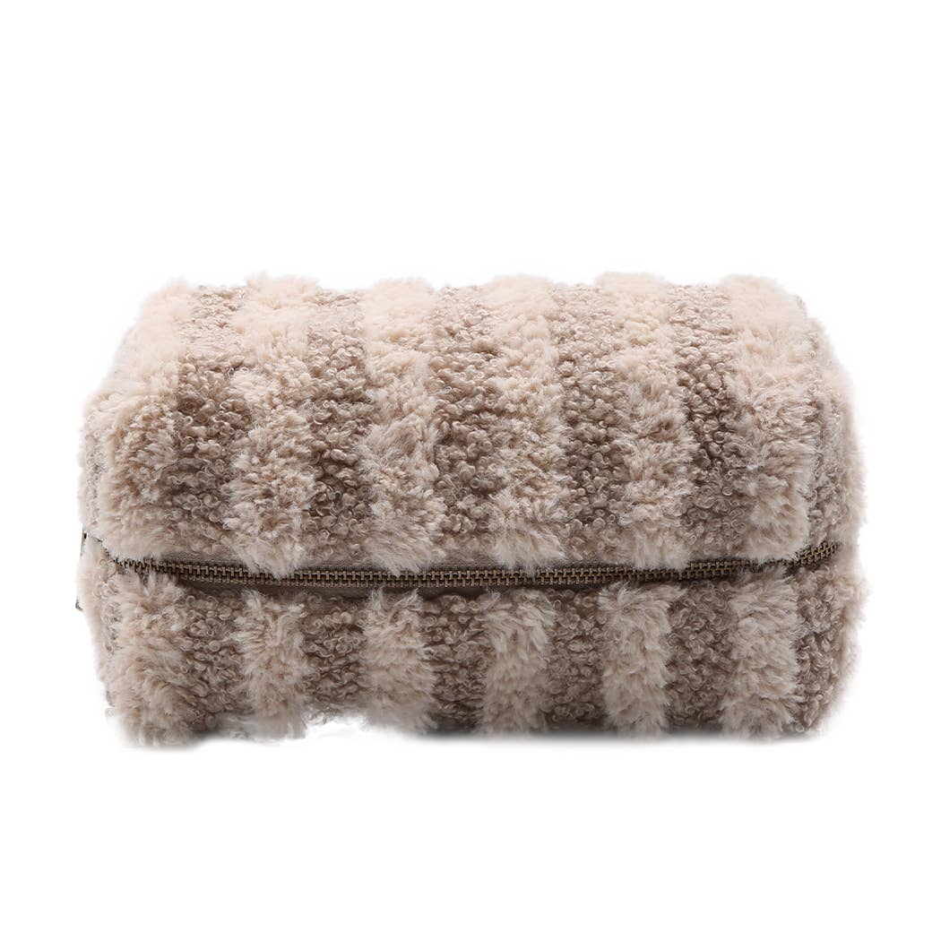 Fashion City - Wholesale Pouch - Women's - Stripe Pattern Sherpa Travel Pouch14