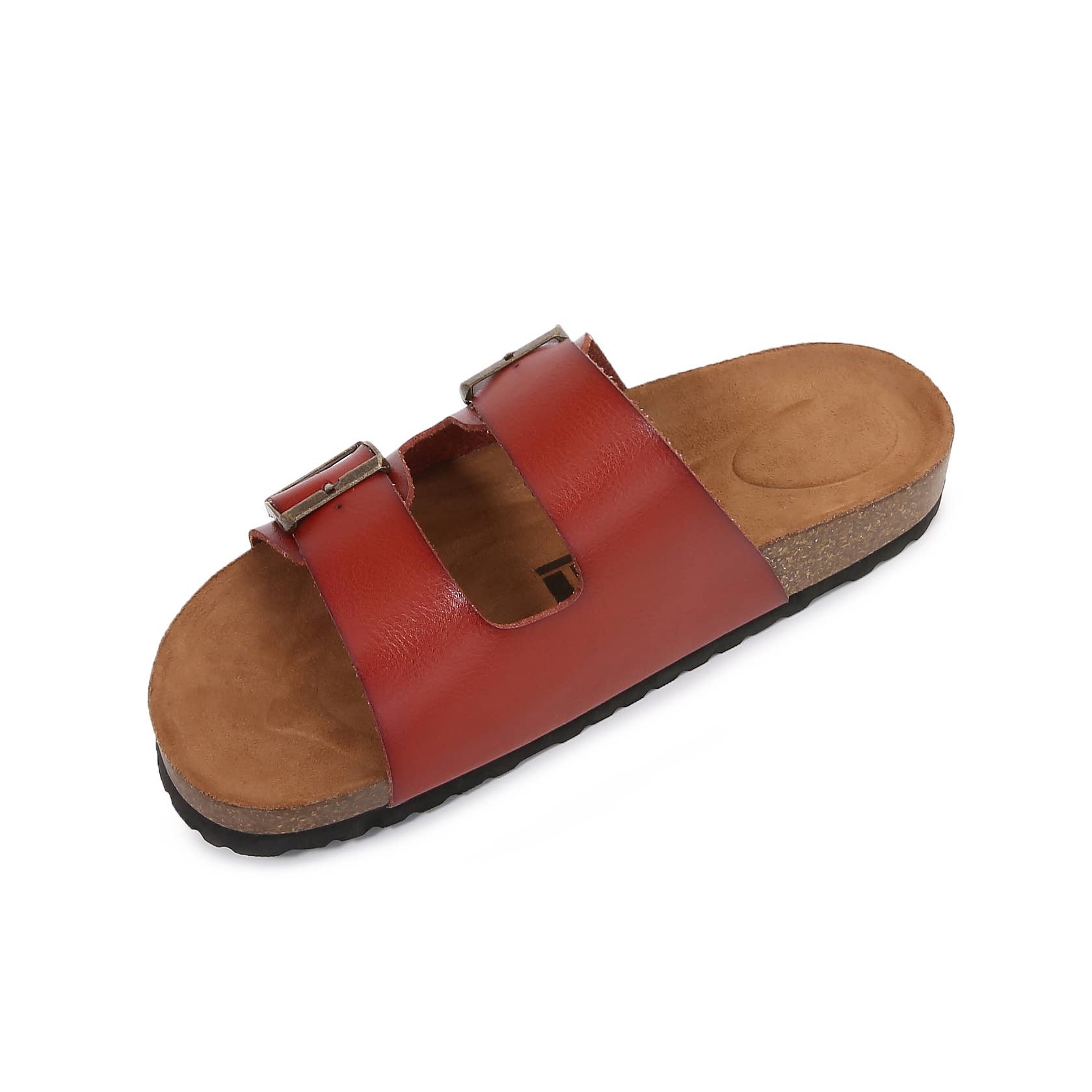 Shop Lev - Wholesale Sandaal - Dames - Sandalen met dubbele kunstleren riem en haak van zacht kurk1