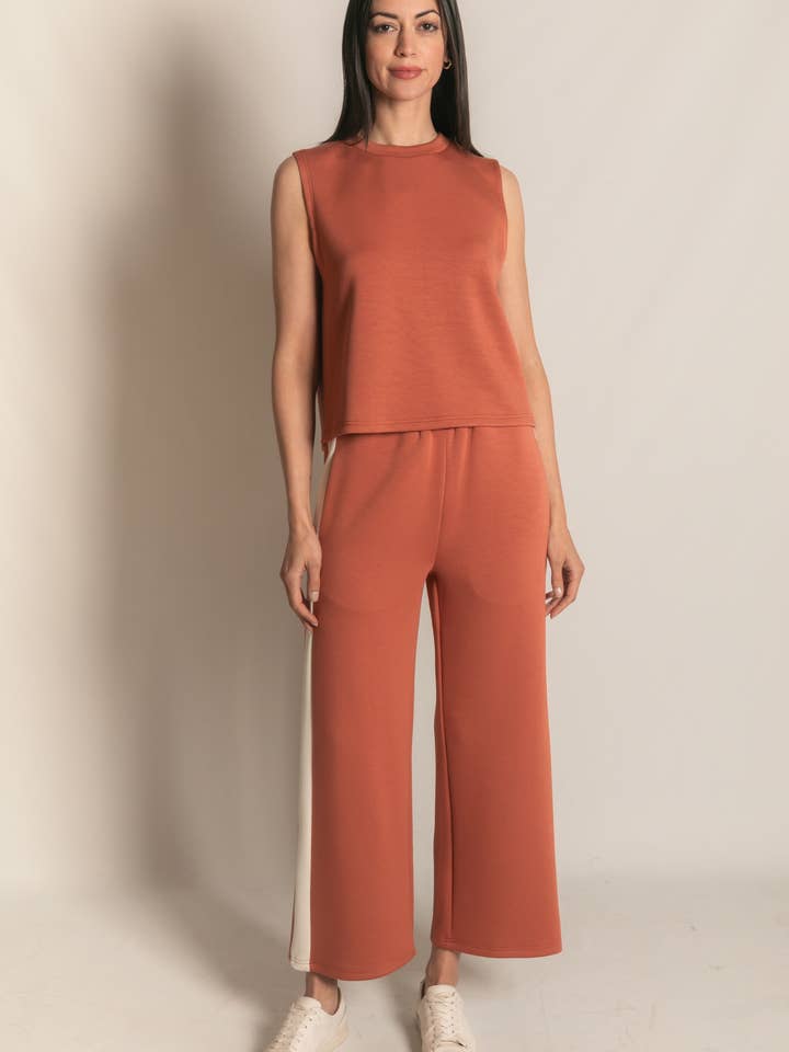 P. CILL Butter Modal Side Stripe Wide Leg Pants for wholesale by P. CILL