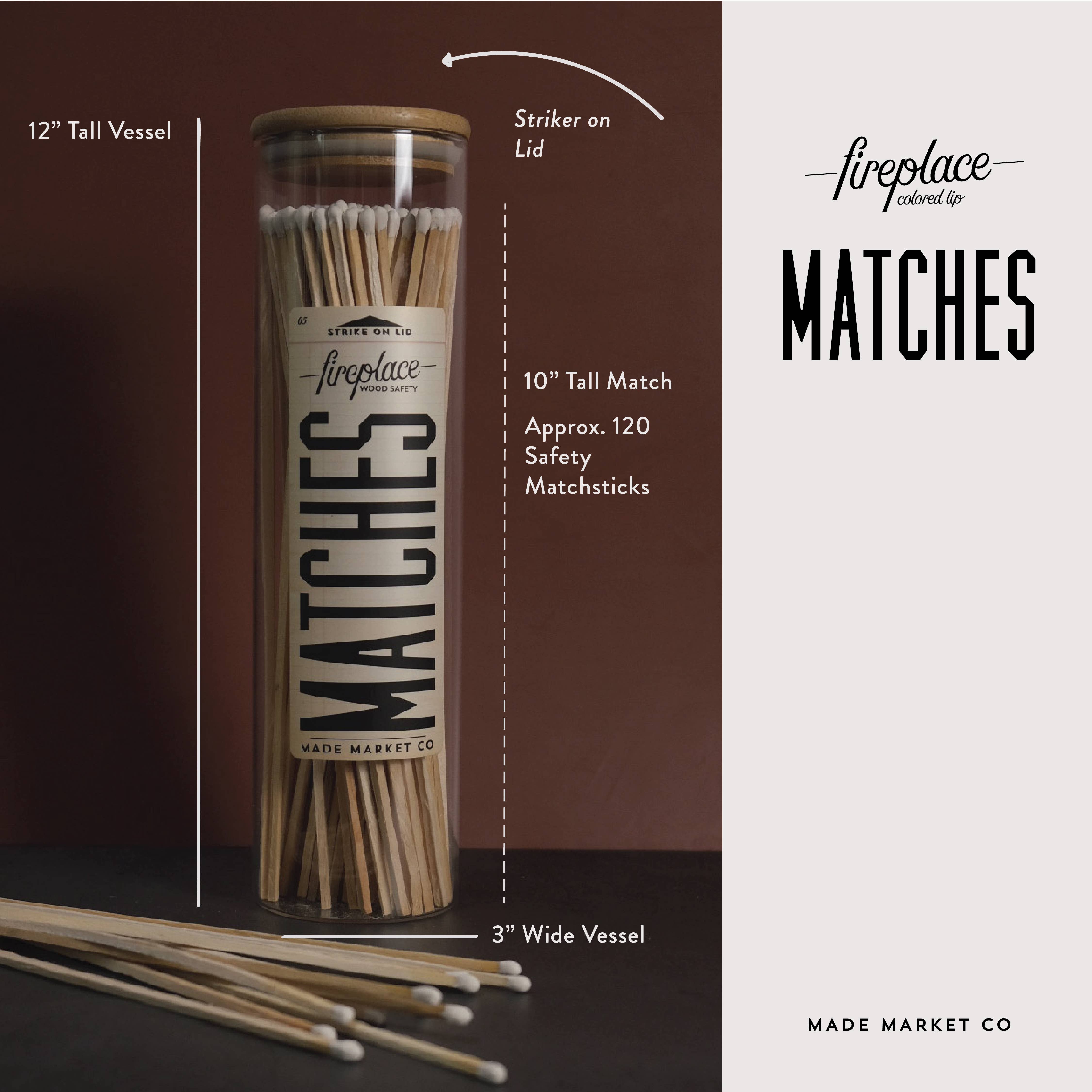 Made Market Co. – wholesale Matches – Fireplace vintage Apothecary Matches - 9 color options2