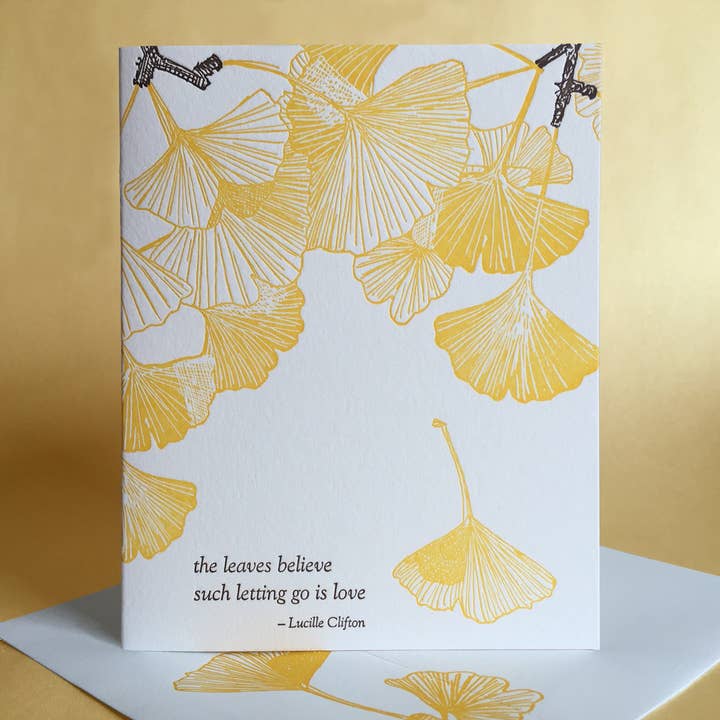 Painted Tongue Press - Wholesale Sympathy Card - Ginkgo Sympathy and Blank Note Card