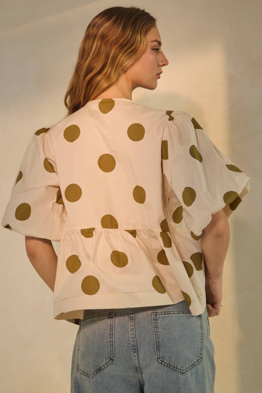 Oddi - Wholesale Blouse - Women's - Polka Dot Printed Puffed Sleeve Blouse9
