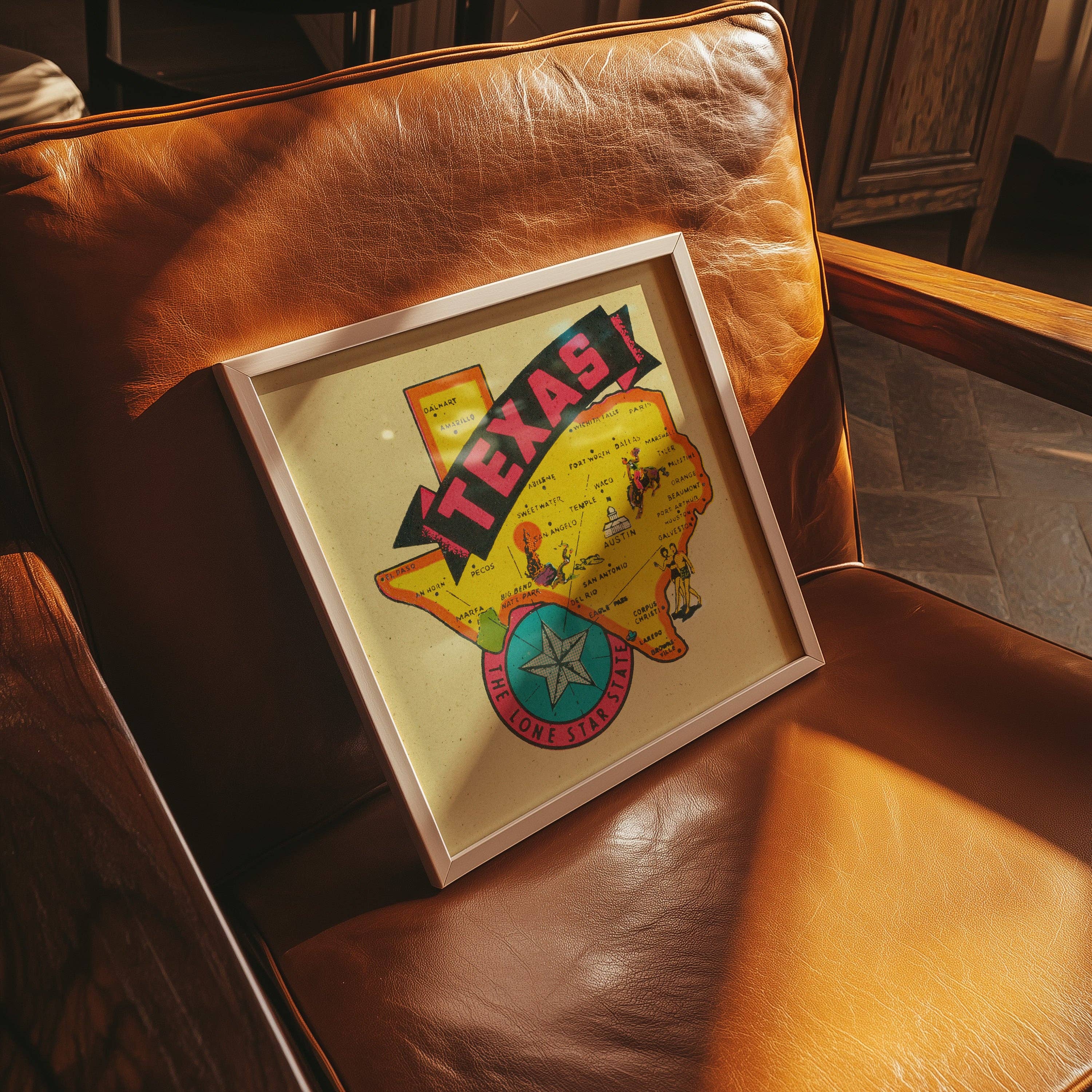 Tejas Country Club - Wholesale Art Print - Vintage State of Texas Travel Map Decal Art Print6