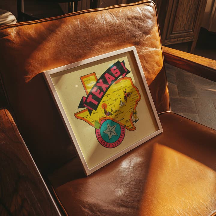 Tejas Country Club - Wholesale Art Print - Vintage State of Texas Travel Map Decal Art Print6