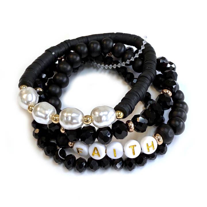 Faith Multi Line Beaded Stackable Boho Stretch Bracelet for wholesale by StarryNYC