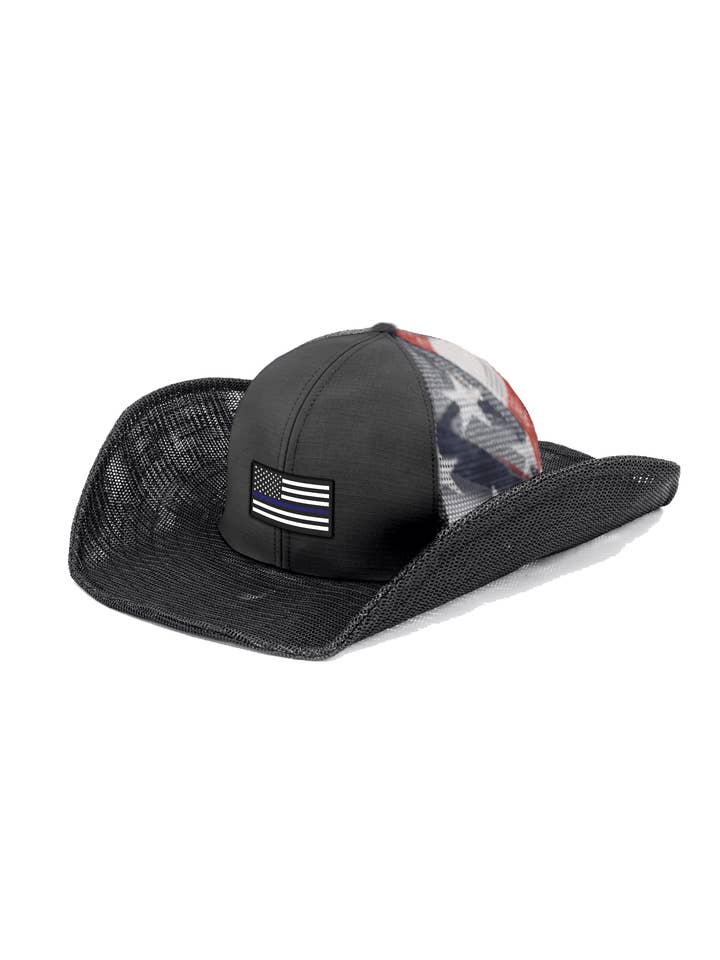 USA FLAG: TYND BLÅ LINJE COWBOY SNAPBACK: 6 PANEL for engroshandel hos Cowboy Snapback
