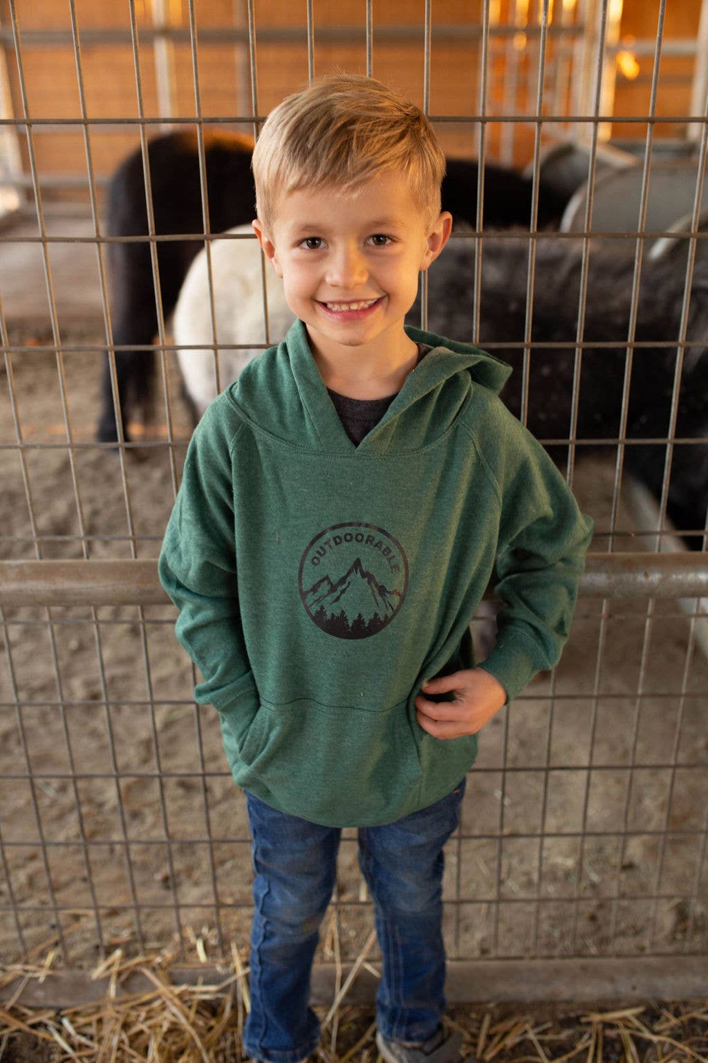 Outdoorable Apparel - Wholesale Hoodie - Kids - Moss Green with Black Outdoorable Hoodie4