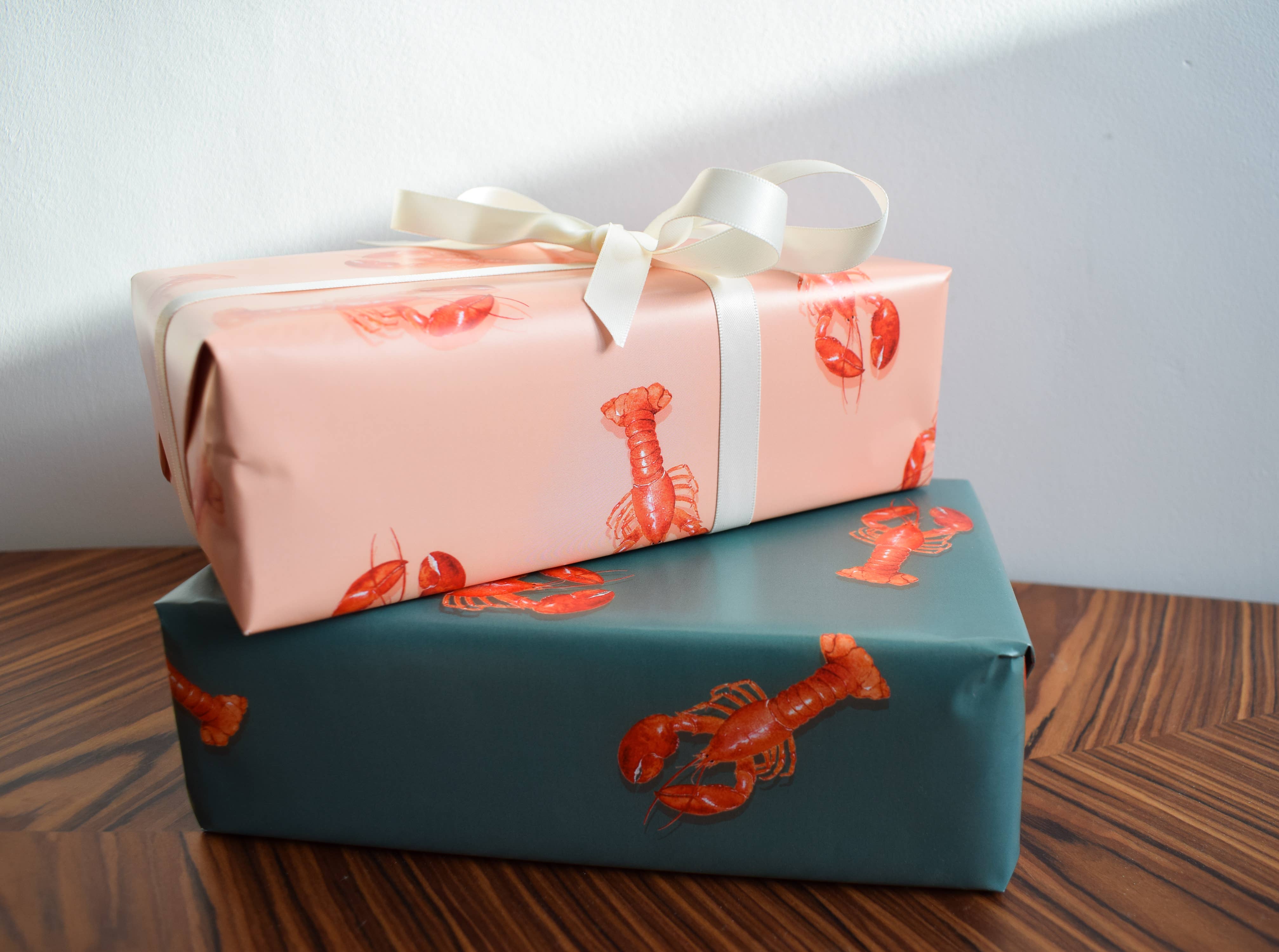 studio frewb - Wholesale Flat Wrap - Lobster gift wrap (teal) - single sheets 6