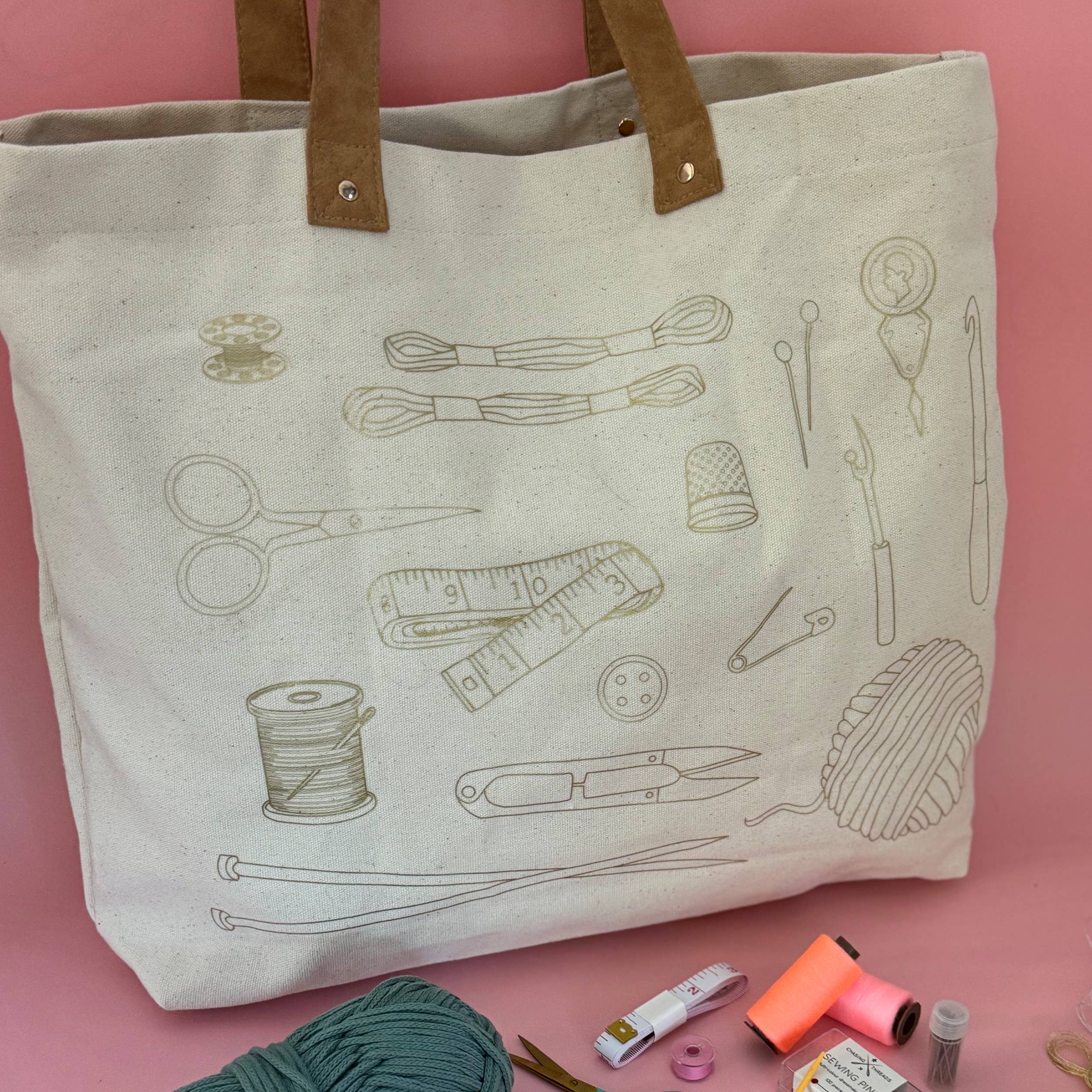 Chasing Threads – wholesale Tote bag – Women's – Stitch Your Craft Tools Tote Bag- Embroidery Kit project bag4
