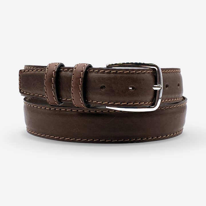 Men’s 35mm Cowhide Leather Belt with Stitched Edges CT047 for wholesale by Glove Story