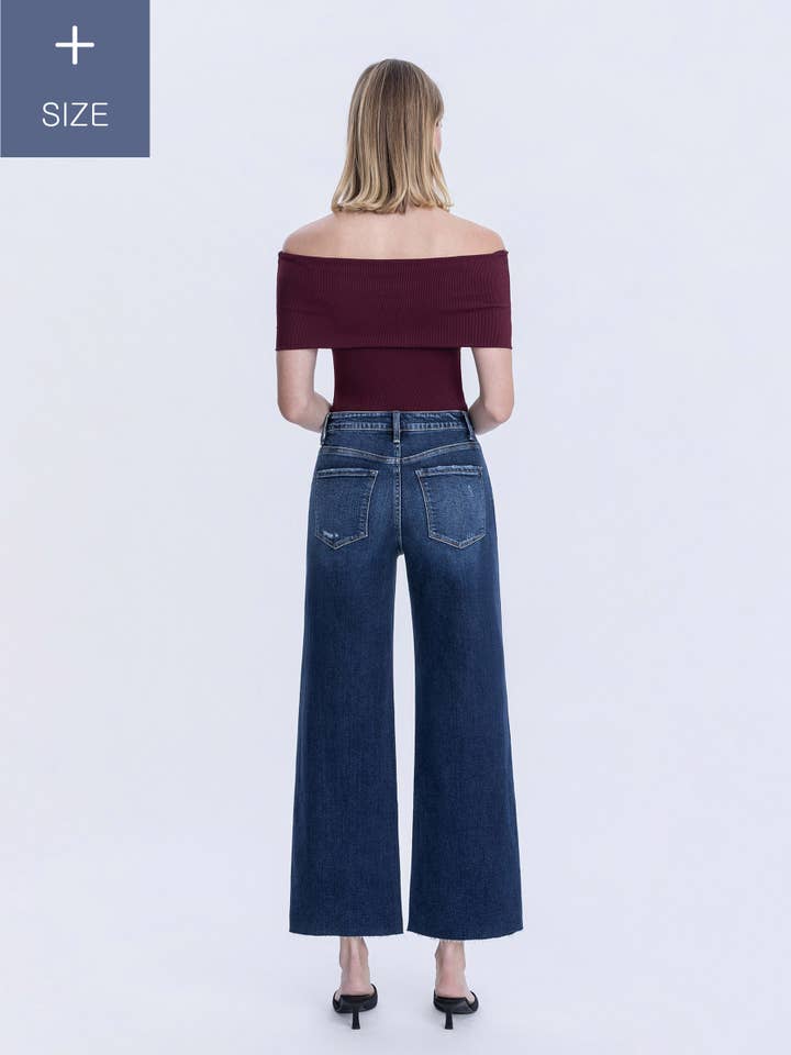 IDÍLICO JEANS DE PIERNA ANCHA DE TIRO SUPER ALTO CON CONTROL ABDOMINAL PLUS LV1353-P de venta al por mayor en Faire5