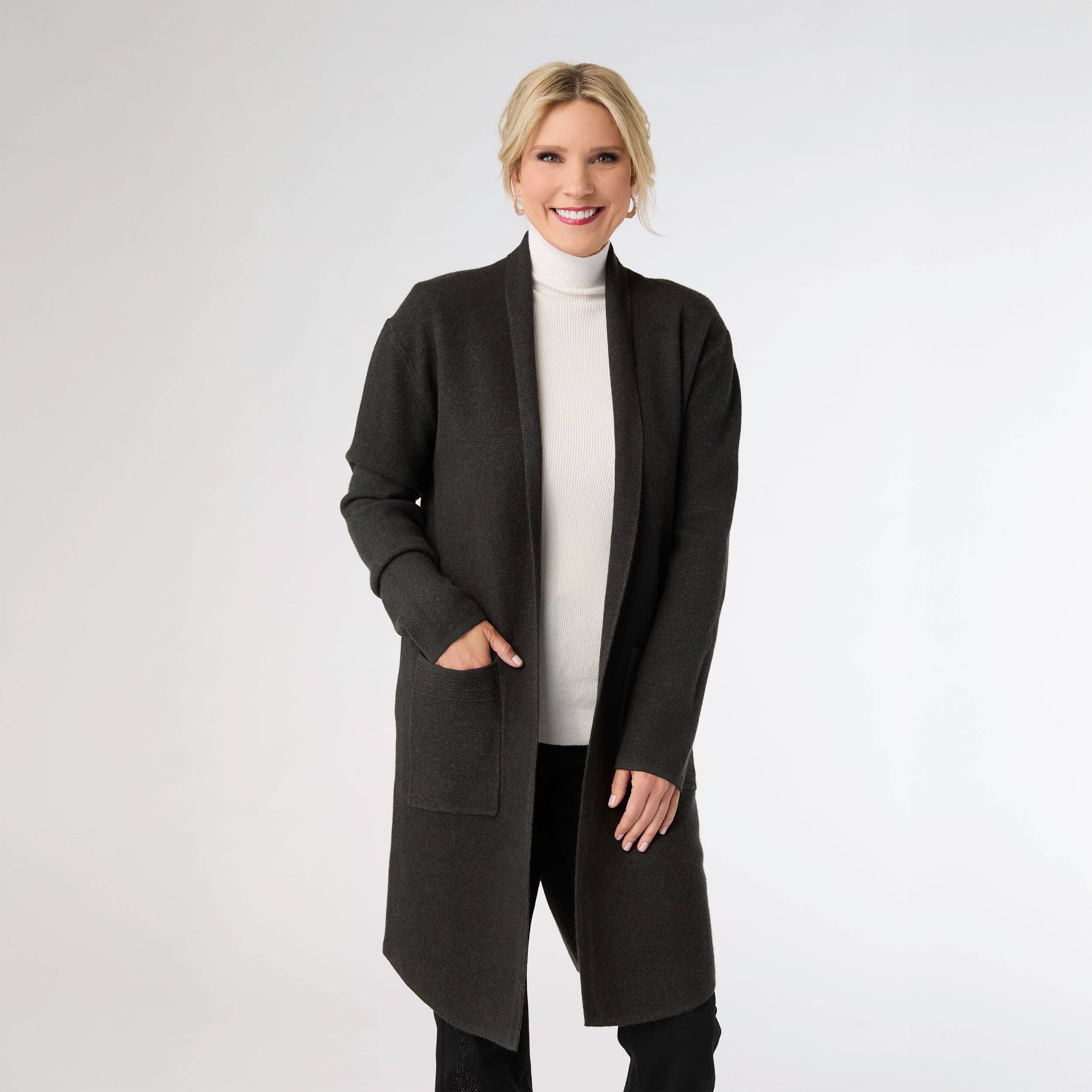 COCO + CARMEN - Vente Veste – femme - Cardigan long Heavenly-Luxe avec dos en treillis W252