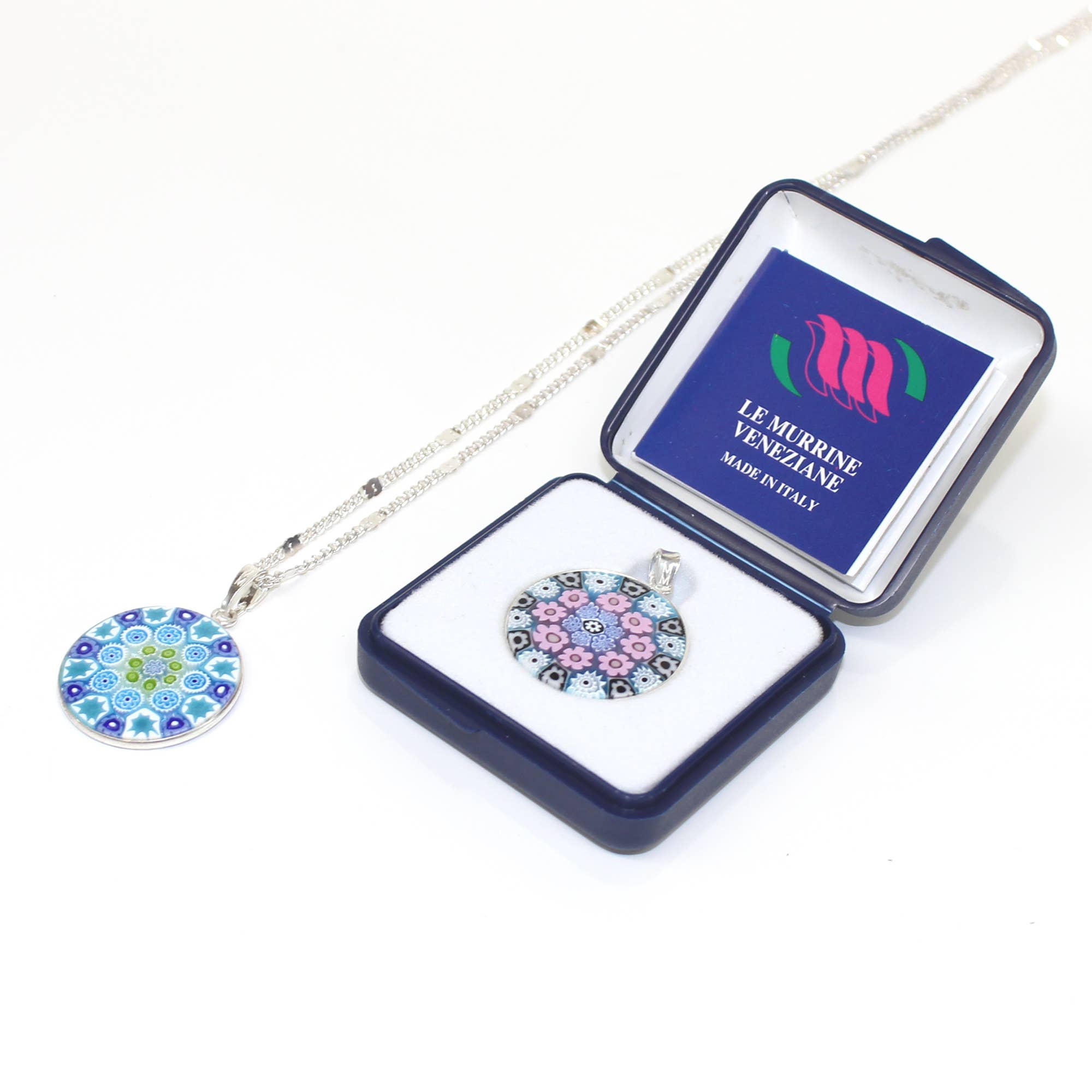 San Lorenzo Design – Engroshandel Halskæde med vedhæng – Murano venetiansk glas rund vedhæng, millefiori, håndlavet1