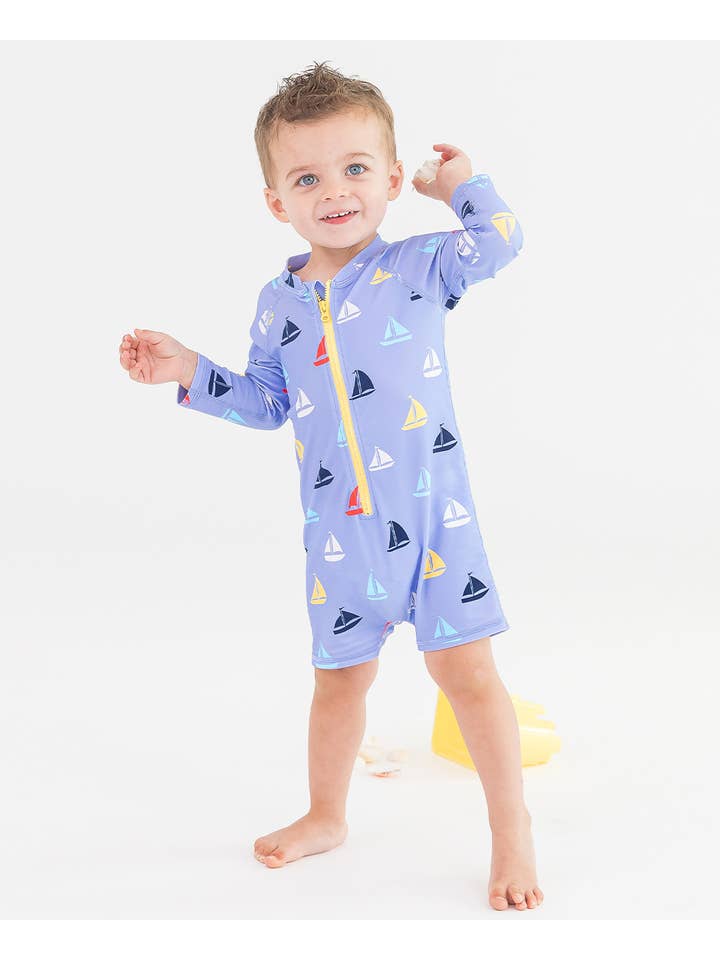Blue Baby Boys Down By The Bay Long Sleeve One Piece Rash Guard Swimsuit
for wholesale on Faire
