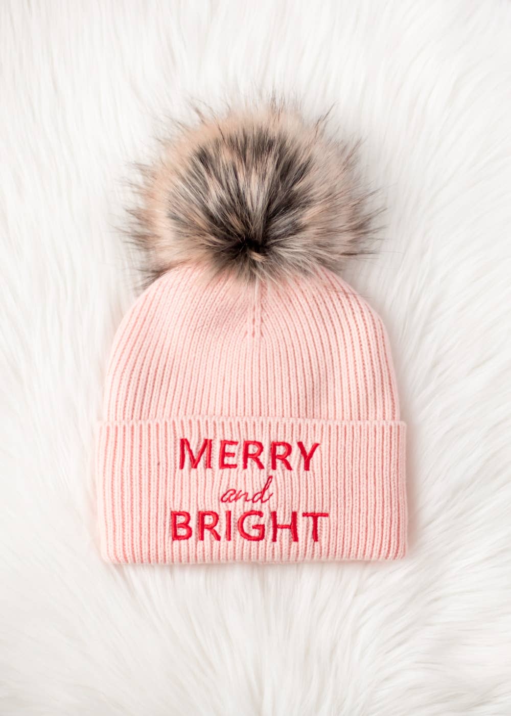 Panache Apparel Co. - Wholesale Beanie - Women's - Blush Merry & Bright Knit Pom Hat3