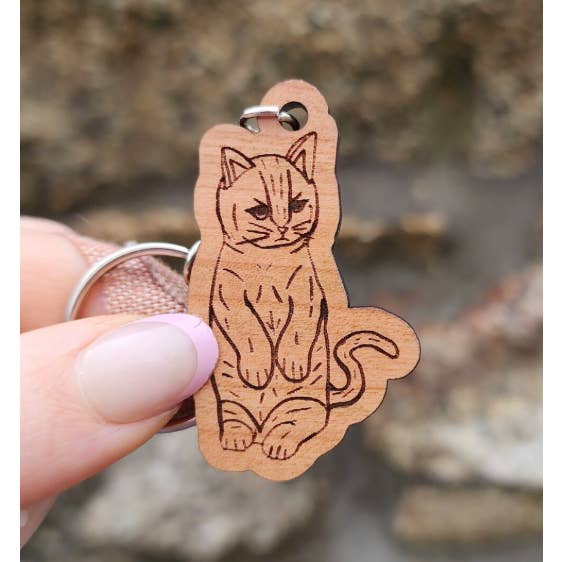Munchkin Cat Keychain, Cat Lover Keyring, Kitten Keychain for wholesale by The Dungeon Rose