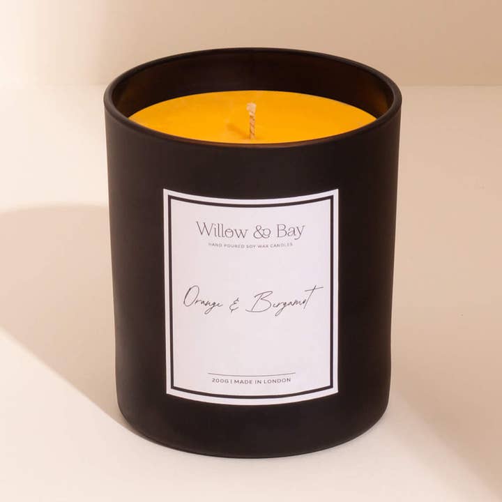 Vela de soja de naranja y bergamota 200g para venta al por mayor de Willow & Bay Scents