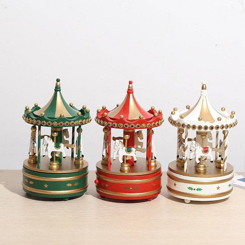 Plush Looks – Engroshandel Spilledåse - Børn og baby – Træjule-kreativ roterende karrusel spilledåse4