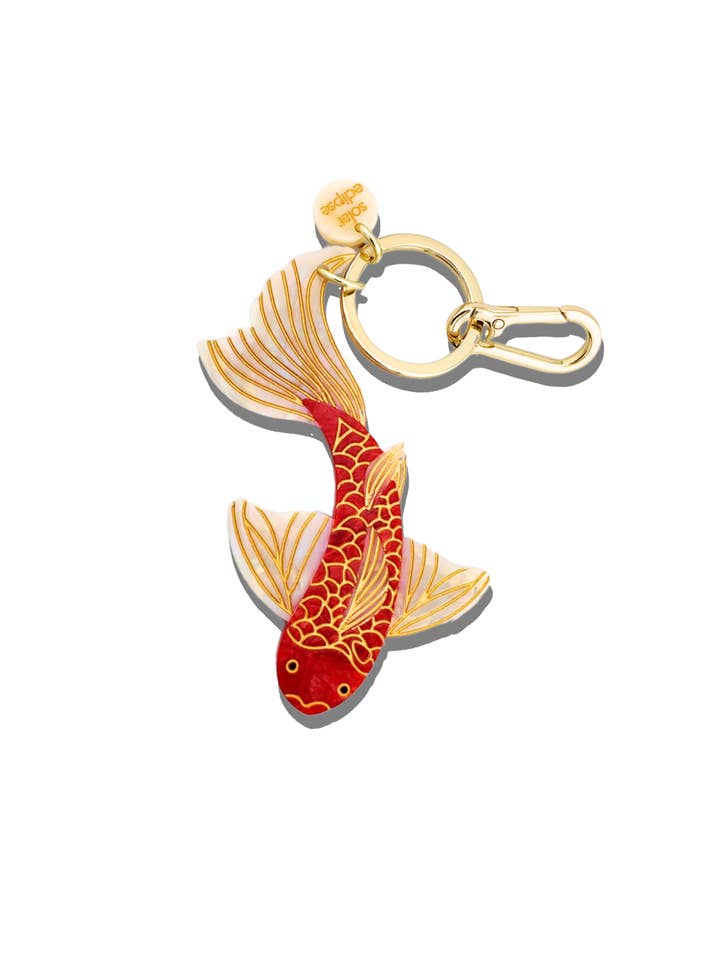 Hand-painted Koi Fish Bag Charm + Keychain | Eco-Friendly for wholesale by Solar Eclipse