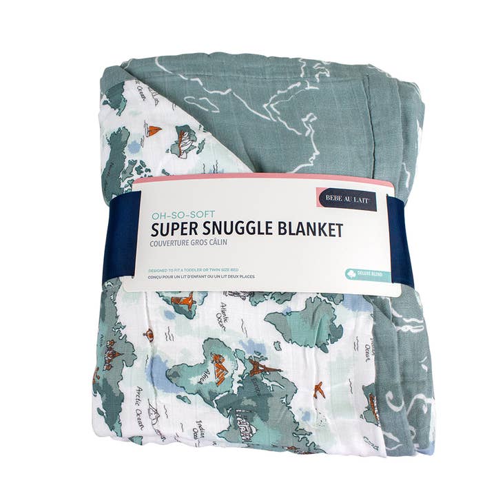 Bebe au Lait – Engroshandel Sengetæppe - Børn og baby – Verdenskort+Someday Åh-så-Soft Muslin Super Snuggle Tæppe