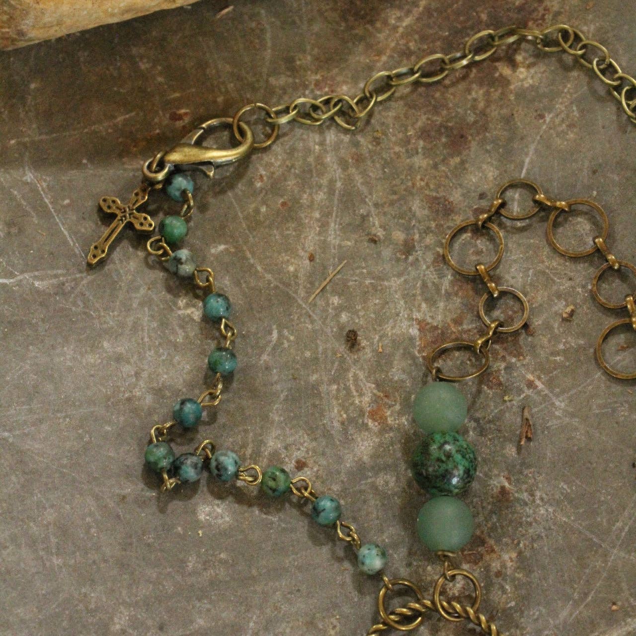 The Primitive Peddler, Inc. - Wholesale Pendant/Charm Necklace - Bohemian Jade Cross Stone Necklace3