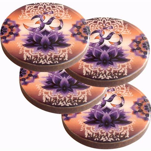 Om Lotus Untersetzer aus Holz, 4er-Set für den Großhandel von Green Tree