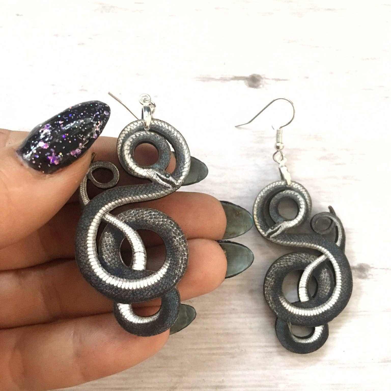Toad Hill Farm - Wholesale Dangle Earrings - Black Snake Earrings - Halloween / Reptile - Laser Cut Wood2