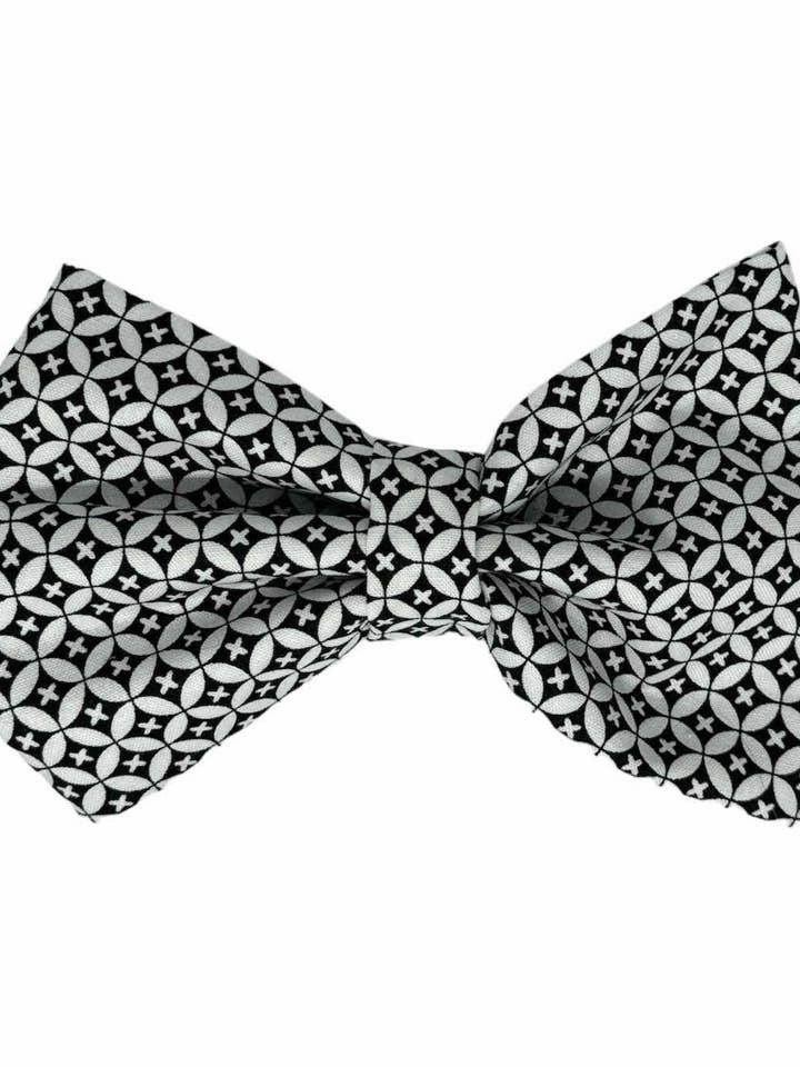 Retro Geometric Black and White Dog Bow Tie for wholesale by The Magnolia Pet Co.