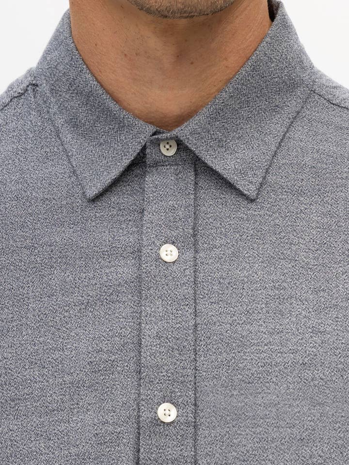 BLU NAVY RYAN LS, FLANELLA SPAZZOLATA CON EFFETTO MELANGE in vendita all'ingrosso su Faire