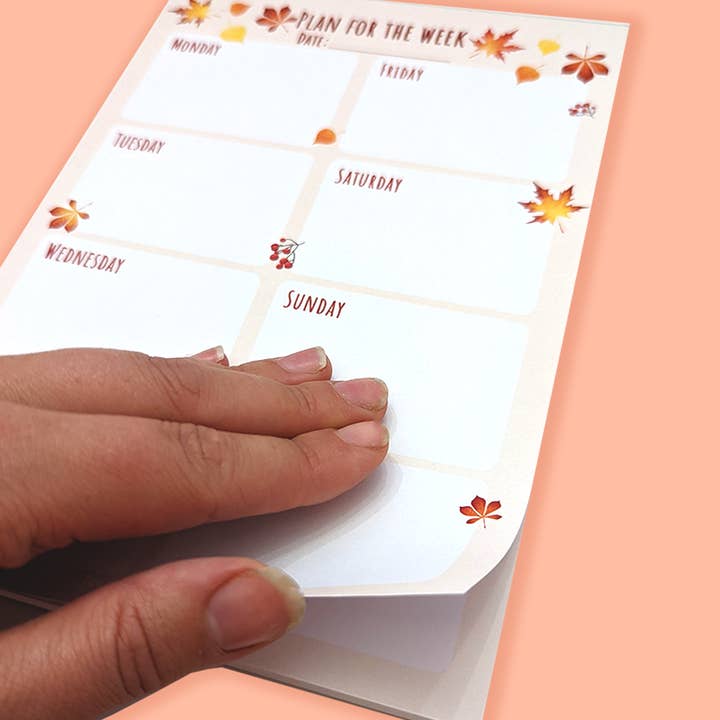 Cosy Autumn Weekly Planner Pad for wholesale by Peach and Mimi