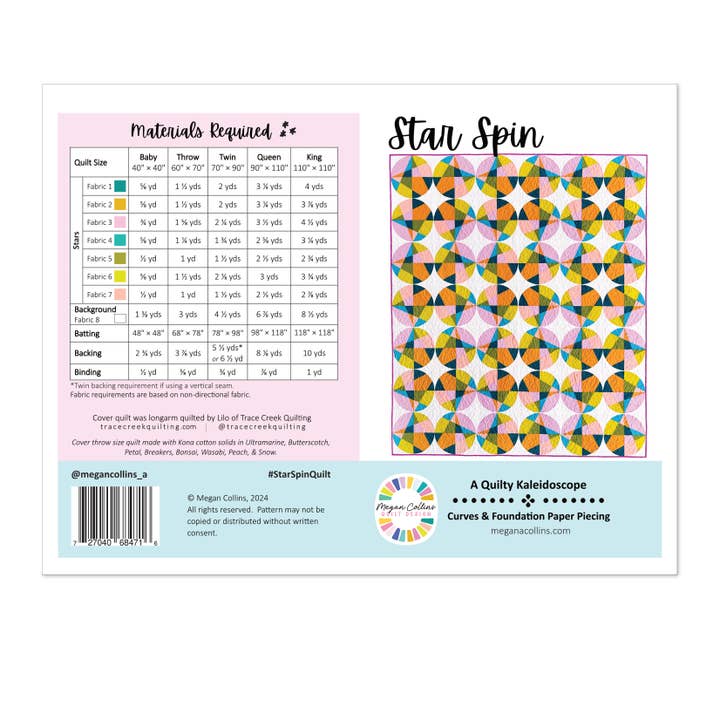 Star Spin Quilt Pattern for wholesale by Megan Collins Quilt Design
