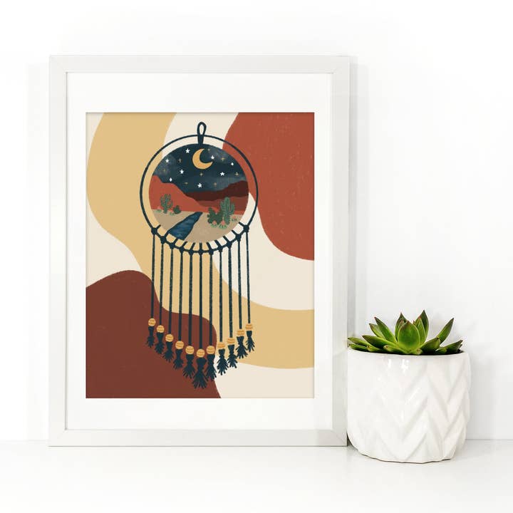 Midnight Sky Dreamcatcher Art Print for wholesale by Knots of Art