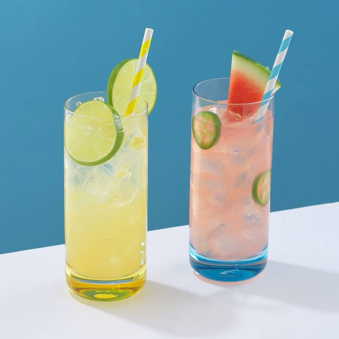 JoyJolt - Wholesale Cocktail/likeur glas - JoyJolt Hue gekleurde Highball drinkglazen - set van 62