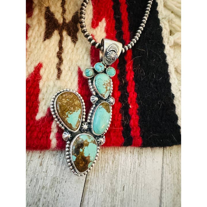 Nizhonitradersllc - Wholesale Pendant/Charm Necklace - Handcrafted Sterling Silver & Turquoise Cactus Pendant3