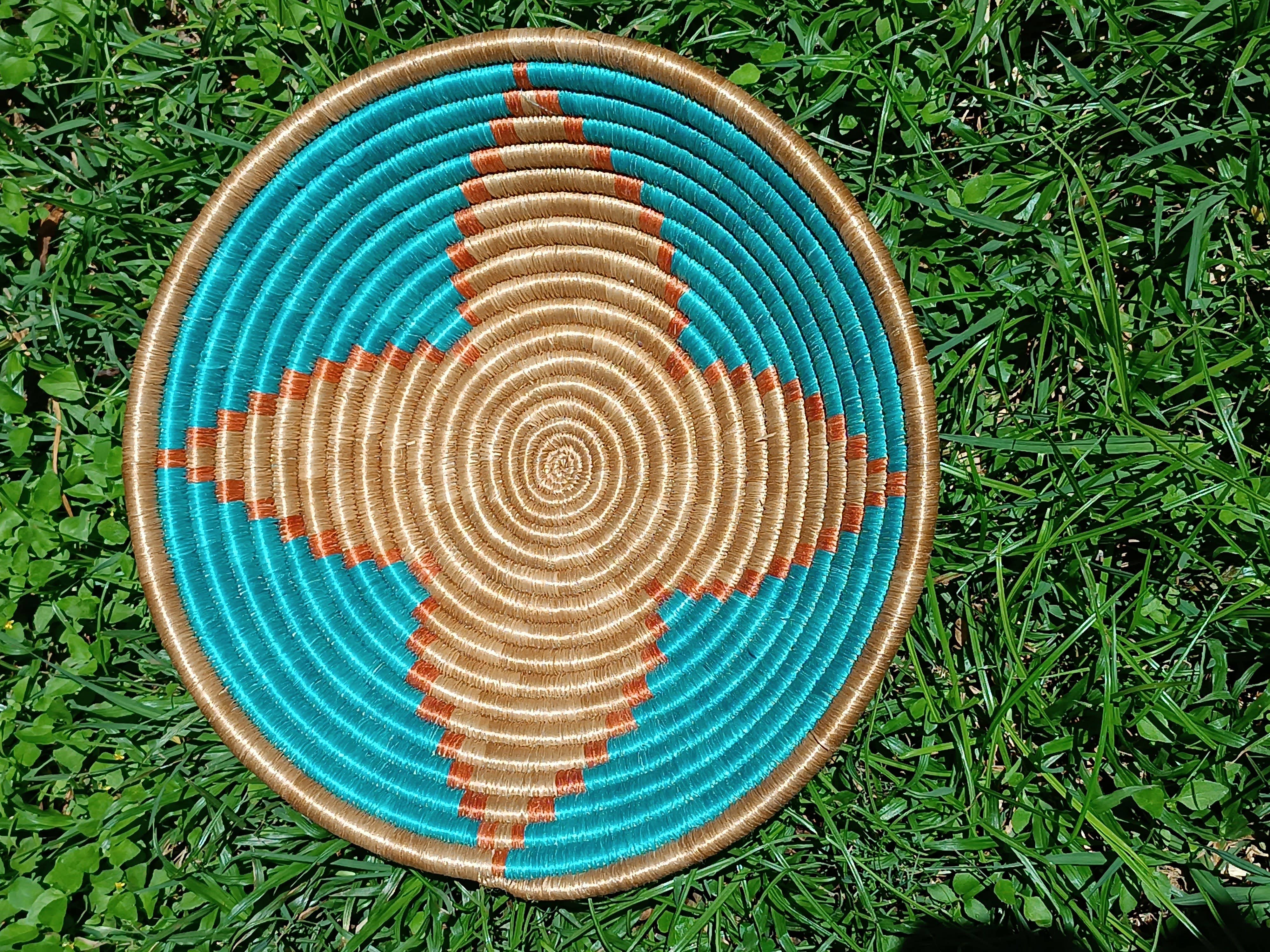 African Craft Collection - Venta al por mayor Cestas - Cestas africanas tejidas a mano en colores verde turquesa y verde5