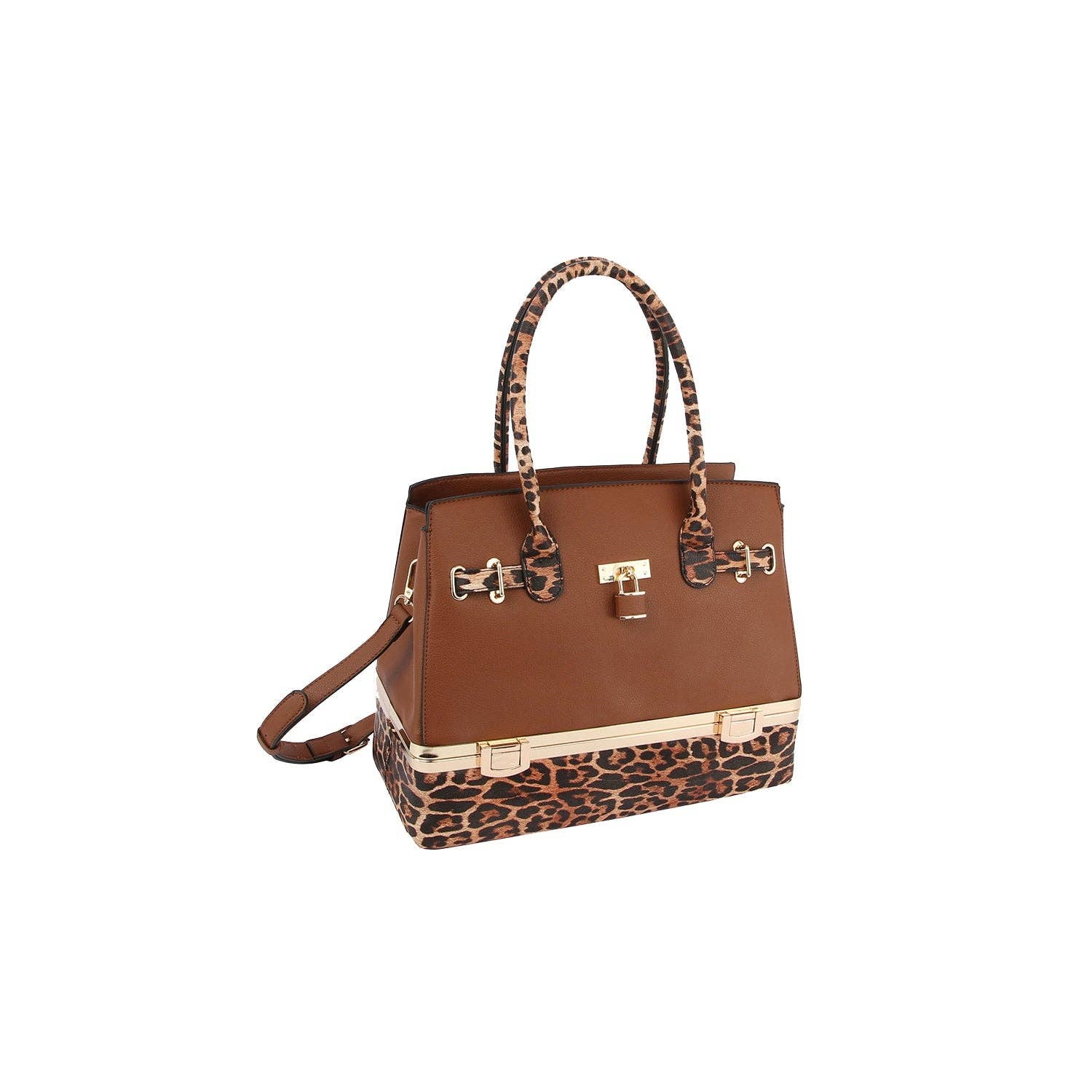 Handbag Factory Corp - Wholesale Top Handle Bag - Women's - 2 in 1 Cheetah Accent Handbag and Clutch1