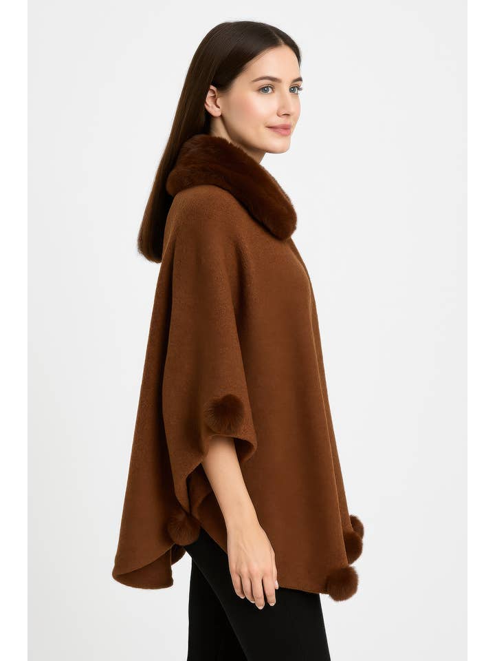 CC Wholesale Clothing - Wholesale Cape – Women's - Trim Cape With Faux Fur Collar8