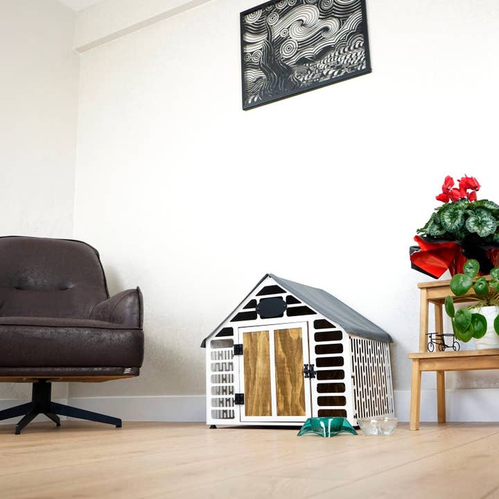 Ultimate Premium Products - Wholesale Bird House - White Pentagon Rustic Wood and Metal Dog House