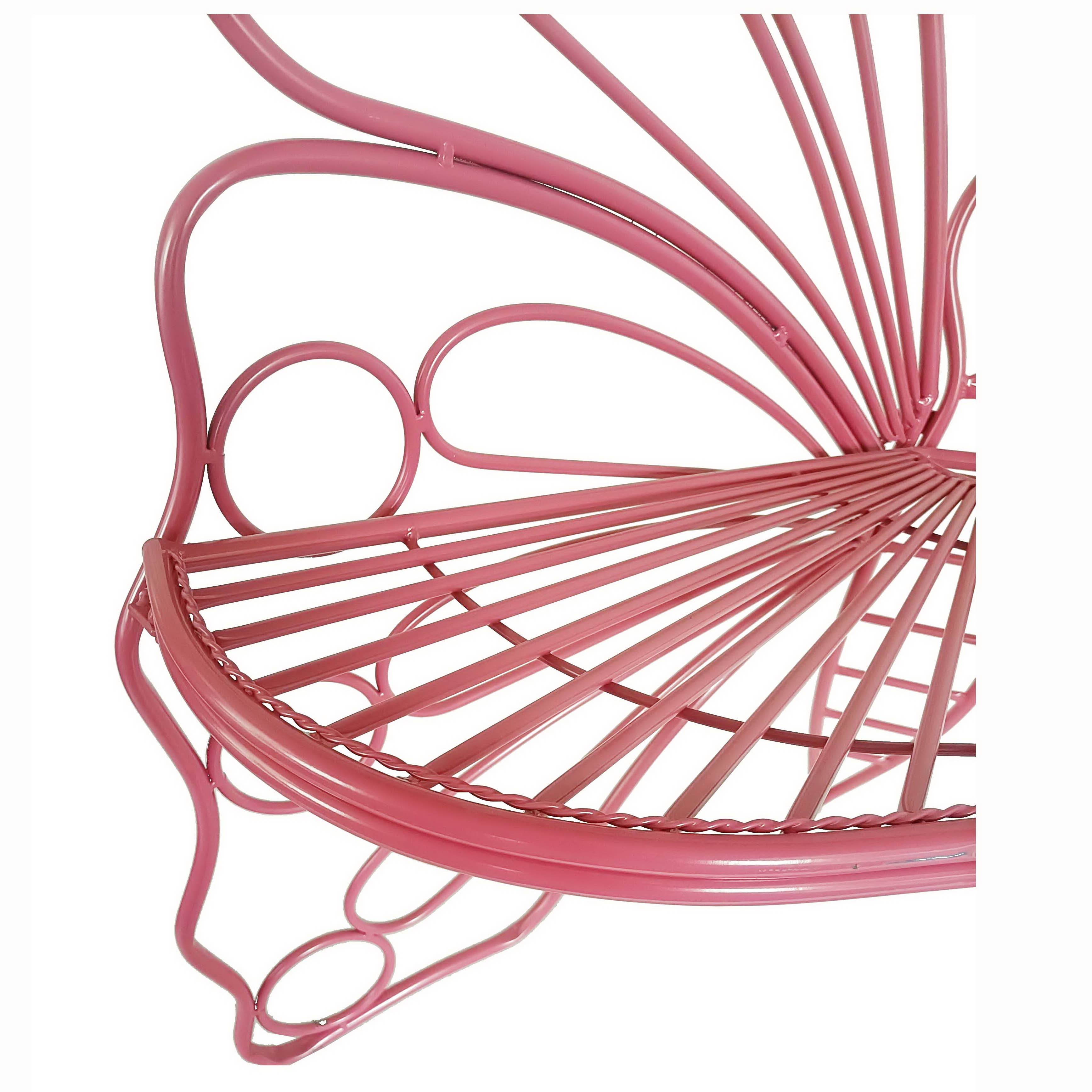 Hi-Line Gift Ltd. - Wholesale Outdoor Ornament/Decor - Pink Metal Butterfly Chair: Charming Outdoor Elegance4