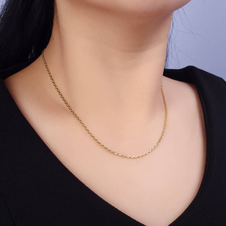 Aim Eternal - Wholesale Link & Chain Necklace - BLOWOUT 17.5"/20" Gold Plated 1.8mm Cable Chain Necklace1